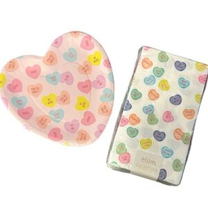 Valentine’s Day conversation heart paper plates and napkins NEW 16 plates 32 nap